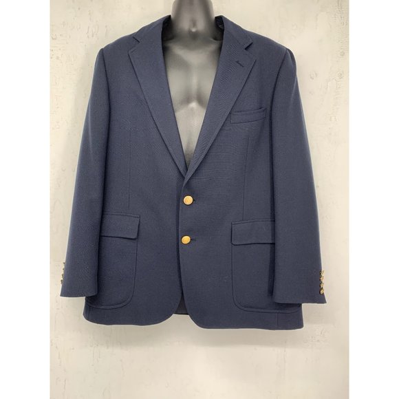 Vintage Chaps by Ralph Lauren Mens XL Navy Blazer Gold Tone Buttons 2 Button Clo - Picture 1 of 11